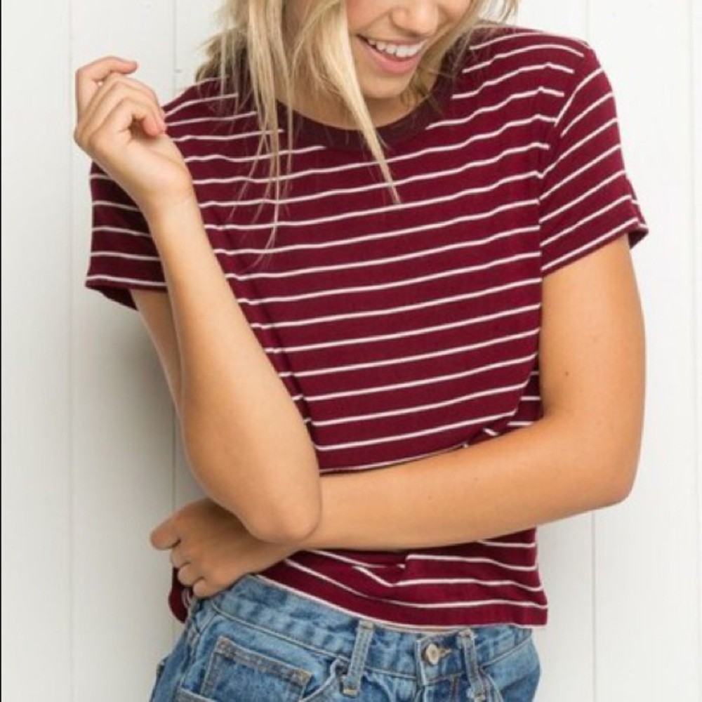 Red and white stripped brandy crop top shirt